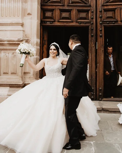 Princess dress with sweetheart and illusion neckline