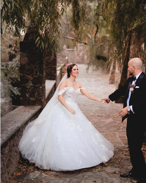Mikado ballgown with applique details