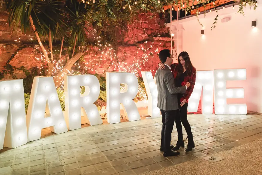 Engaged couple planning their wedding